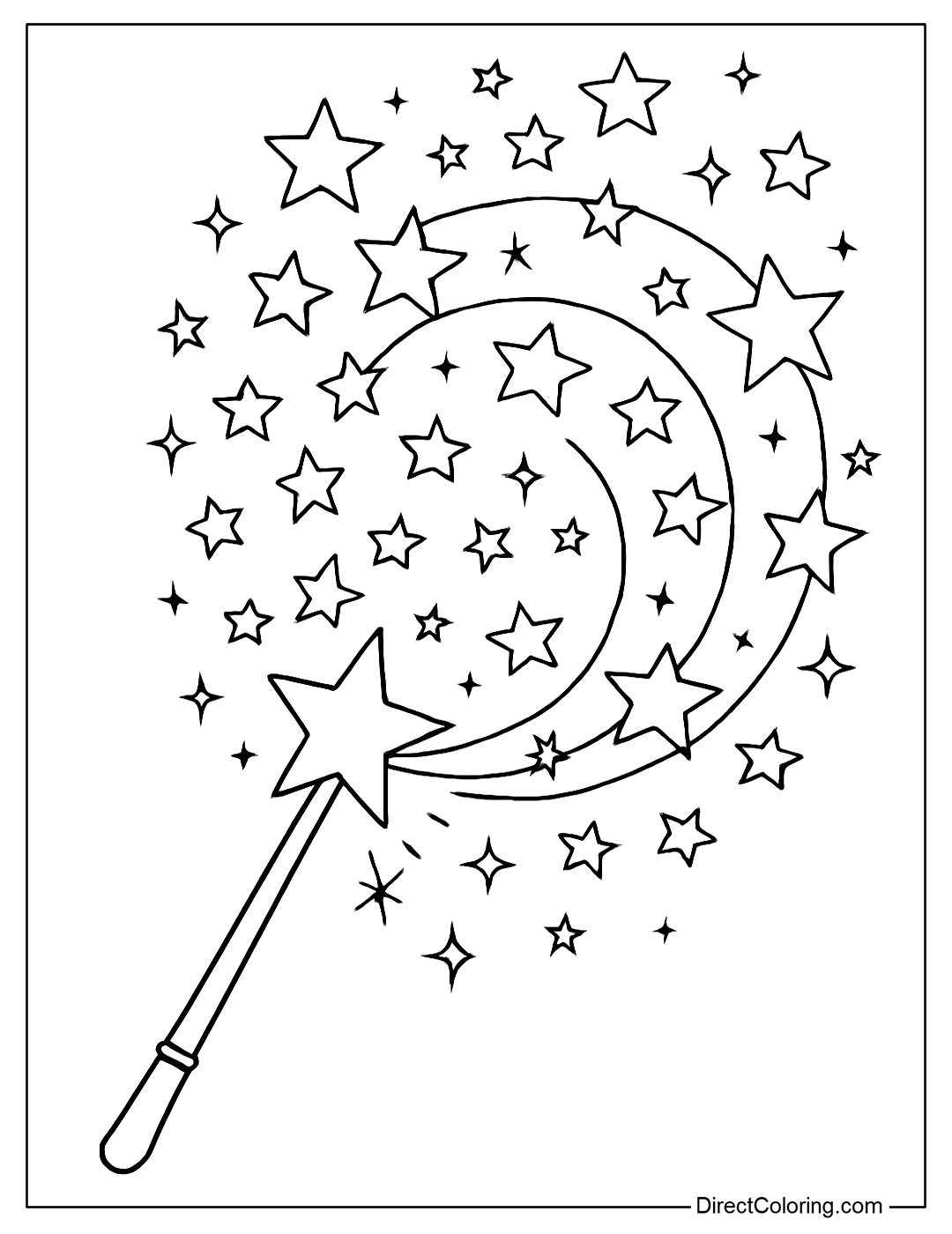 Coloring Page The wand is waving out countless sparkling stars